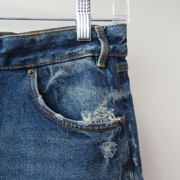 Zara TRF IX'D Makers Womens Size Small Denim Upcycled Distressed Jean Skirt - Picture 5 of 15